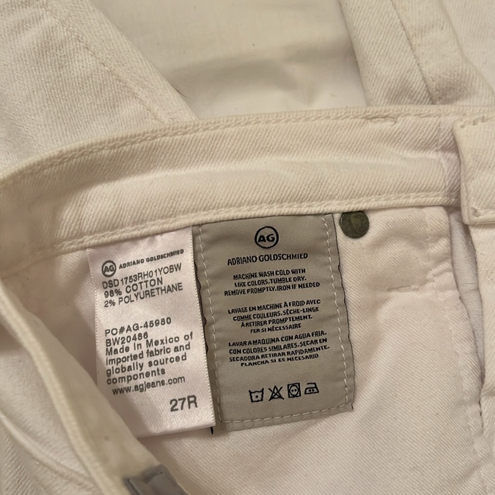 AG The Isabelle High Rise Straight Crop in Distressed White Size 27R - Picture 4 of 8